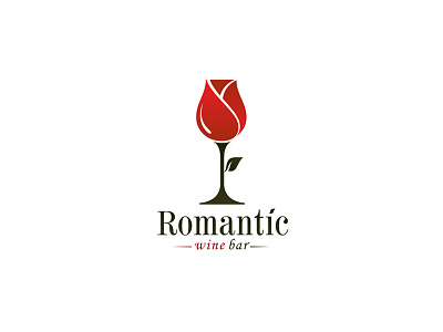 Romantic Wine Bar bar logo creative design giletroja glass leaf logo logodesign romantic romantic wine bar rose rose glass rose glass logo wine wine bar logo winebar wineglass