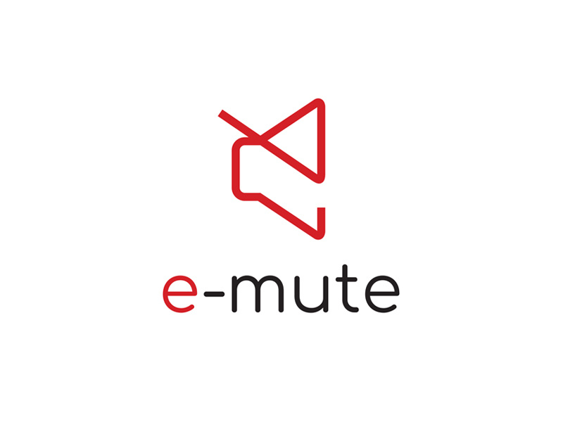 e-mute wordmark monogram speaker logo music logo music speaker mutespeaker mute clever logotype minimalism logodesign