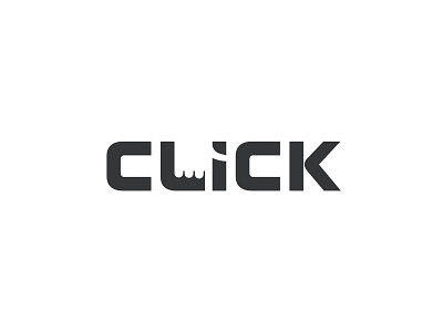 Click clever click click logo finger hand logodesign minimalism negative space push silhouette touch typography verbicon wordmark