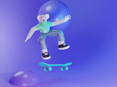 skate with me 3d illustration