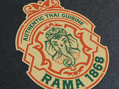 Rama 1868 animal crown elephant god logo restaurant retro thai vintage