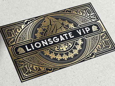 Lionsgate Vip baroque card engraving floral gold label lion retro victorian vintage