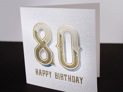 80 baroque birthday cake candle card floral ornaments retro vintage year