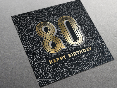 80, Rebound baroque birthday cake candle card floral ornaments retro vintage year