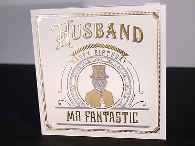 Mr Fantastic Rebound birthday card floral fox gentleman gold label ornaments vintage western