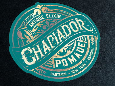 Chapiador Labels cosmetic gold hand jar label lettering ornaments packing pomade vintage