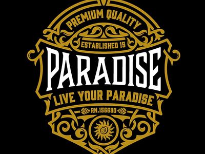 Paradise tshirt design caligraphy old ornament paradise surf tshirt vintage