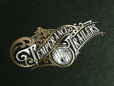 Temperance Trailers logo barrel cars gold logo old old west ornaments trailer typography vintage western