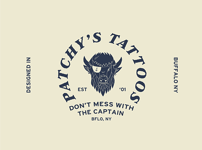 Patchy's Tattoos Illustration brand branding buffalo buffalo head buffalo ny design heritage illustration layout logo nautical rustic rustic logo sailor tattoo tough typography vanlife vector vintage
