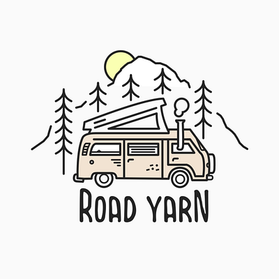 Road Yarn // Van Illustration art branding design illustration illustrator line art podcast road trip road yarn sketch typography vanlife vector