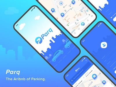 Airbnb of Parking - Parq iOS App app blue california development downtown gradient graphics ios iphone los angeles parking ui