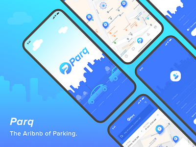 Airbnb of Parking - Parq iOS App app blue california development downtown gradient graphics ios iphone los angeles parking ui