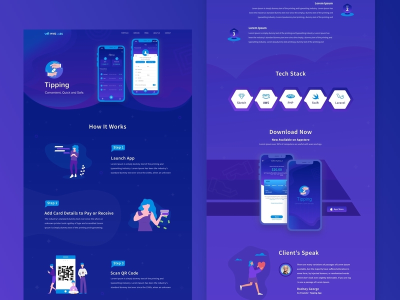 Tipping CaseStudy app blue branding gradient ios tip tipping ui design website