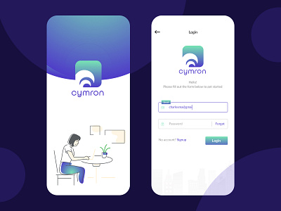 "Cymron" Job Portal App Splash + Login Screen Design app app design appdesign blue design gradient jobportal jobs launch screen login login design login form login page login screen los angeles navy blue splash screen splashpage splashscreen wvelabs