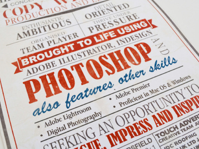 Vintage C.V vintage typography fonts old cv resume print scroll worn poster list layout