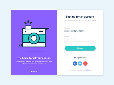 Daily UI challenge #001 — Sign Up app camera challenge daily dailyui mobile modal photo sign up ui design ux design