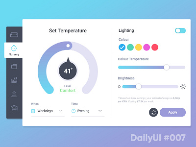 Daily UI challenge #007 — Settings app dailyui dashboard design energy flat icons interface panel settings ui ux