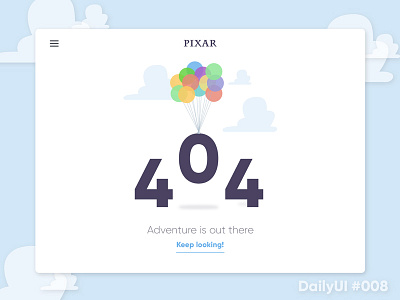 Daily UI challenge #008 — 404 Page 404 app dailyui flat icons illustration mobile pixar typography ui ux web