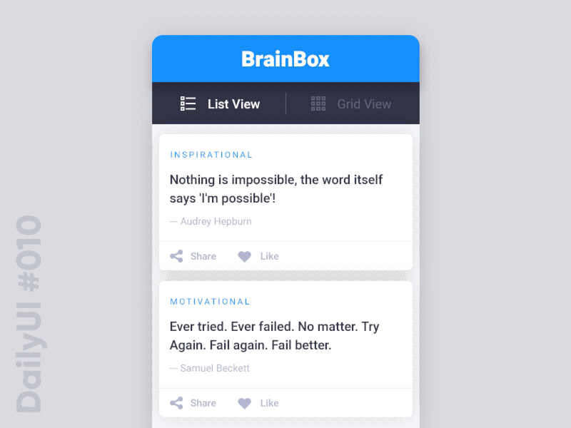 Daily UI challenge #010 — Social Share animation app buttons dailyui flat gif icons interface mobile quote social