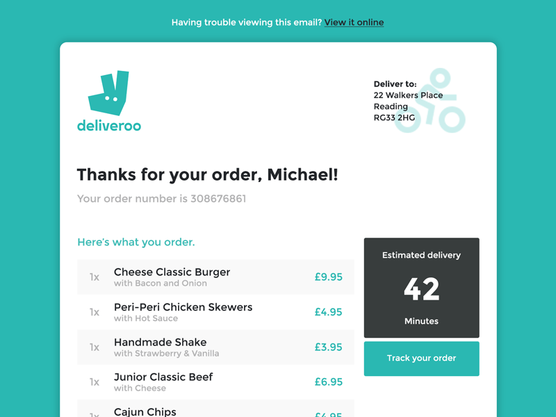 #017 Email Receipt — Daily UI challenge by Michael Doran on Dribbble