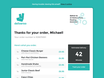 #017 Email Receipt — Daily UI challenge app branding dailyui email flat food payment popup product ui ux web