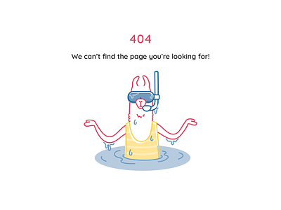 404 page - Snorkelling Llama 404 404 error 404 page animal funny illustration llama simple snorkel