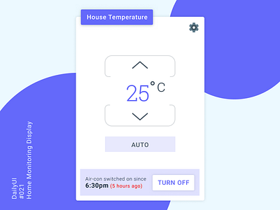 DailyUI 021 Home Monitoring Dashboard air-con blue cool display house information minimalist module purple simple temperature widget