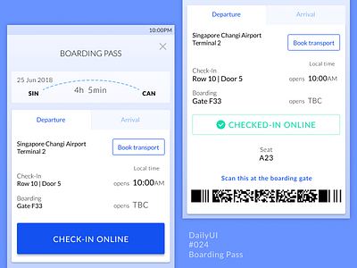 DailyUI 024 Boarding Pass app check in clean data flight information lato mobile simple ui ux