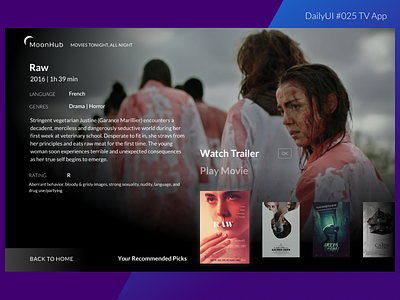 DailyUI 025 TV App design idk large screen lato movies playlist smart ui