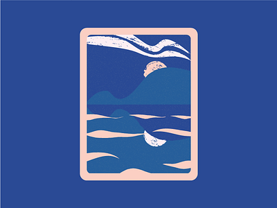 Texture & Colour Study 1 card illustration landscape moon mountain night reflection sea simple water