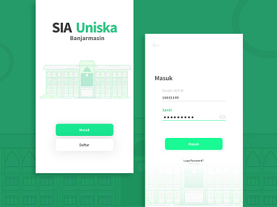 SIA Uniska Login Screen building illustration education apps illustration login apps login design monoline ui login uniska university