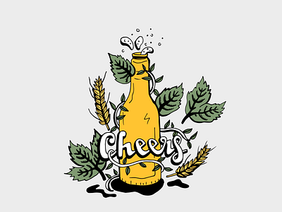 Beer Cheers cartoon craft beer illustration