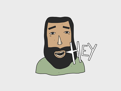 Tony says 'hey' bearded man branding cartoon content creation digital drawing hand drawn illustration