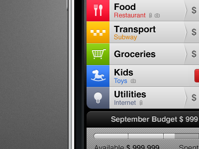 Saver. List view buttons icon iphone saver ui