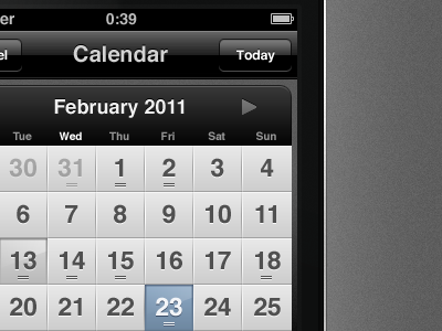 Saver. Calendar app calendar iphone saver ui