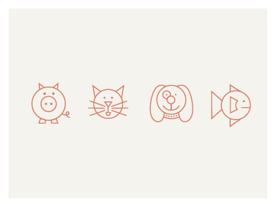 Pet Icons animals cat dog fish pets pig