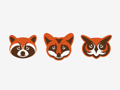 Final animal faces-WINORR logo animals fox icons owl raccoon