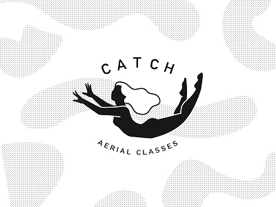 catch aerial black and white circus logo silhouette trapeze