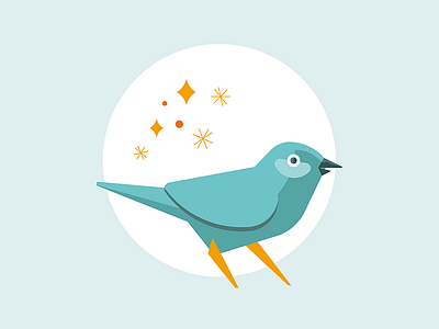 December 60s animal bird illustration sparks winter