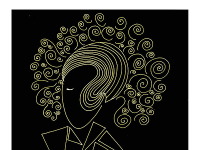 Golden girl abstract art doodle meditation pen