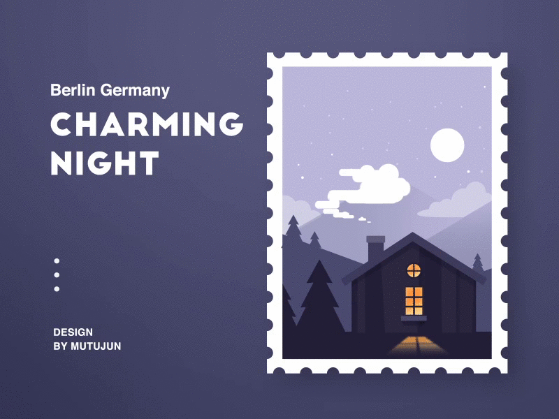 Charming Night animation design illustration typography ui