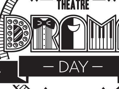 Drama Day Logo 2013 branding camp clever college day camp drama emu fun lights logo logo design masks piano theater