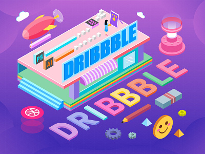 A 2.5d illustration of DRIBBBLE ui uidesign 插图 设计