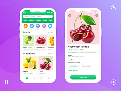 App interface for fruit app ui ui ux设计 uidesign 设计