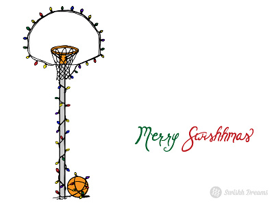 Merry Swishhmas basketball christmas design hoop illustration lights merry swishh dreams