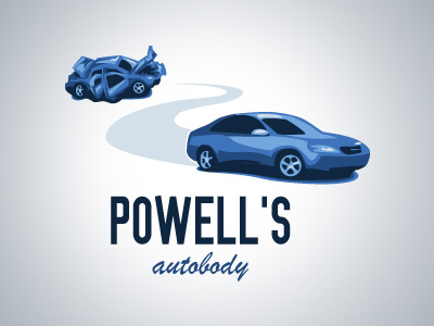 Powell's Autobody auto autobody blue car logo