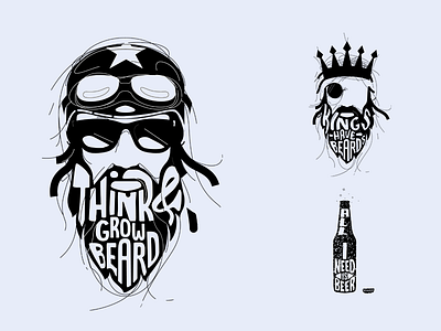 Think & Grow Beard beard beer biker black and white crown face helmet kings man rider rigid think