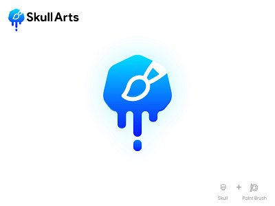 Skull Arts Logo Design 2020 logo branding brush color drop cube icon flat icon flat logo minimalist logo paint logo skull skull and crossbones skull art skull logo