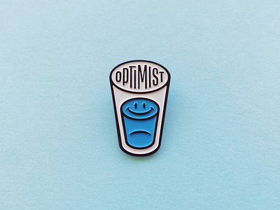 Optimist Enamel Pin enamel glass glass half full half full optimist optimistic pin smiley face