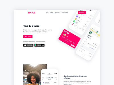 Bnext web app bank bnext ios iphone landing page web